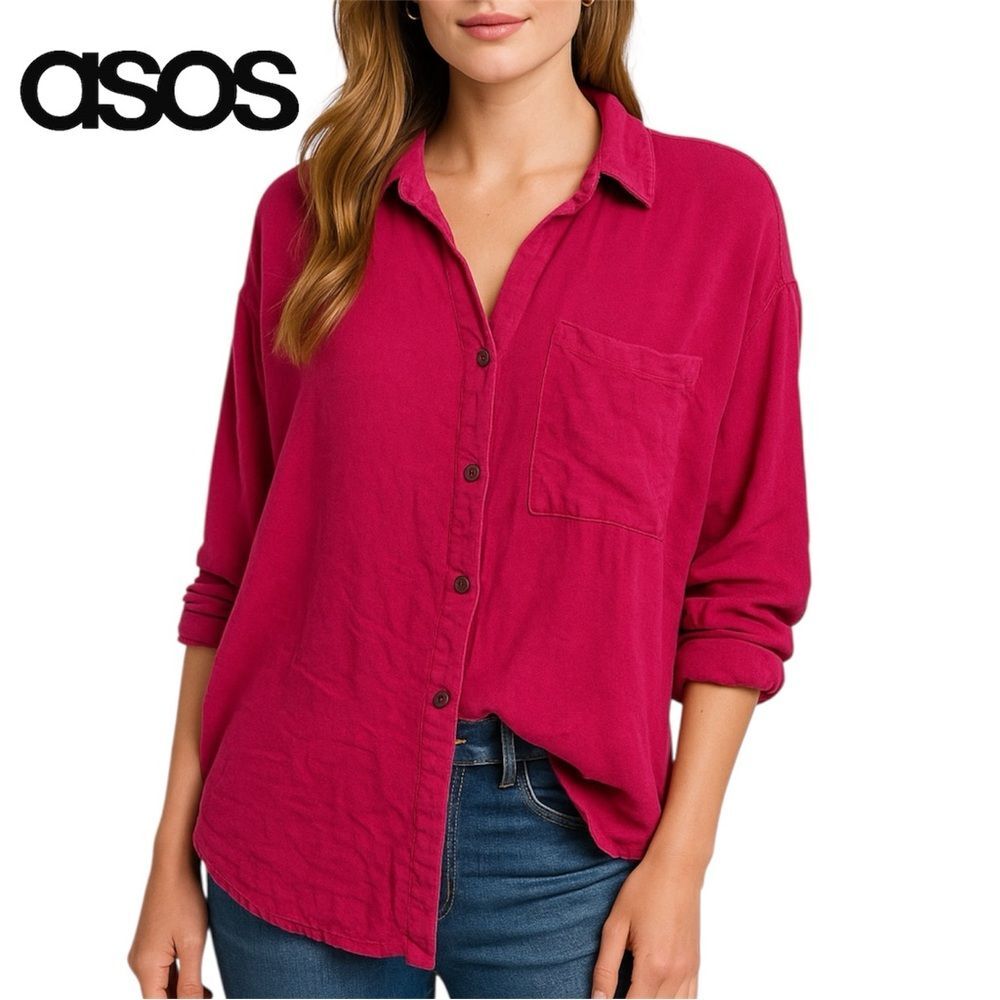 ASOS Fuchsia Linen Blend Button-Down Shirt US 18